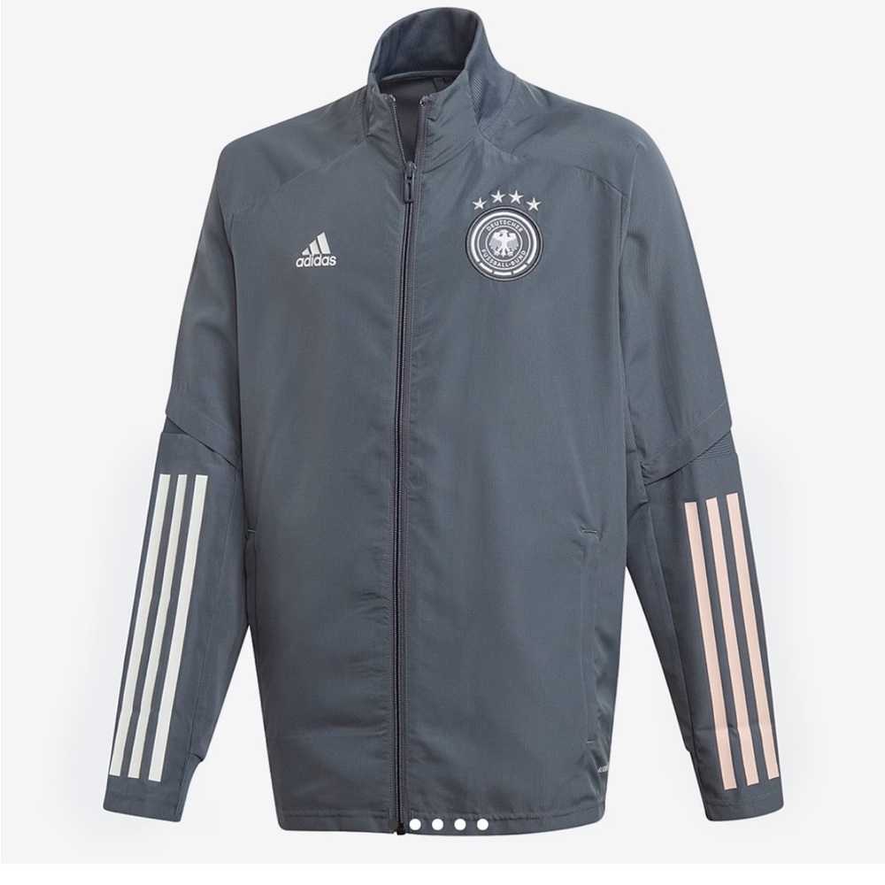 2020-2021 Germany Adidas Training Jacket L grey, white stripes and pink stripes